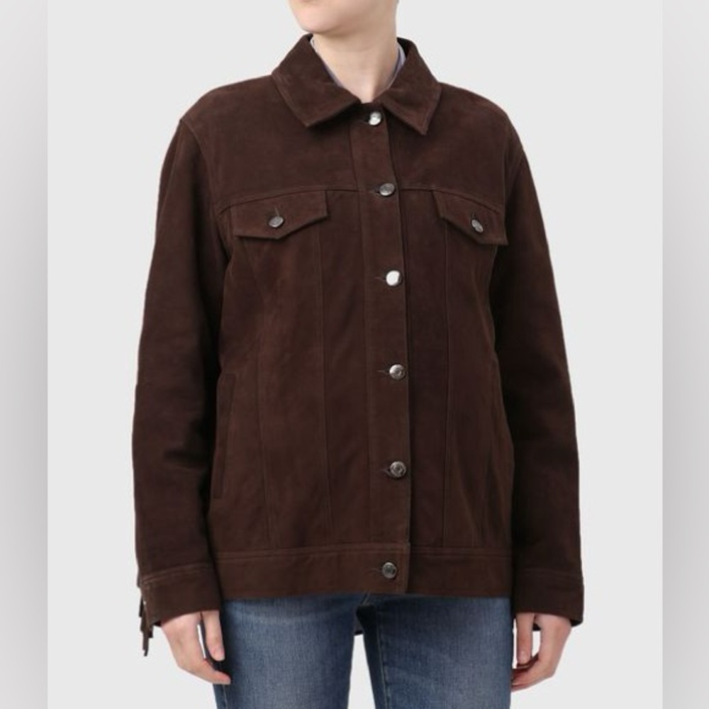 Marina Rinaldi Brown Suede Women's Jacket with Fringe Size 29 US 20W